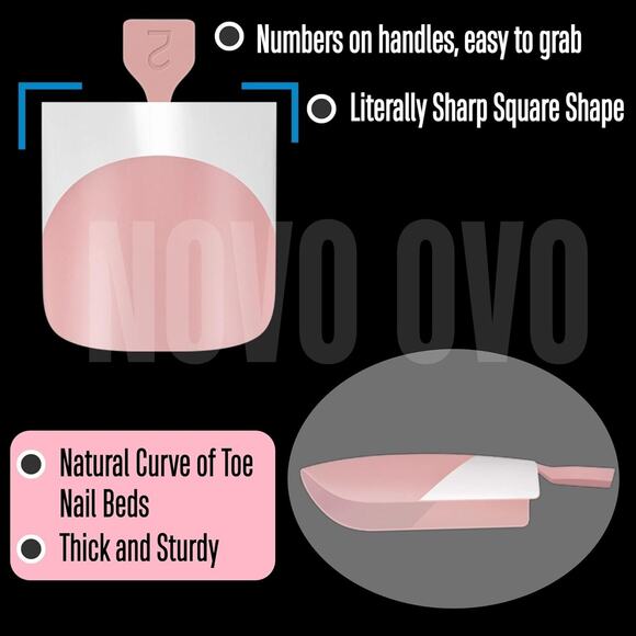 Sharp Square French Tip Press-On Toe Nail Tips Soft Gel False Toenail Extensions - Picture 3 of 6